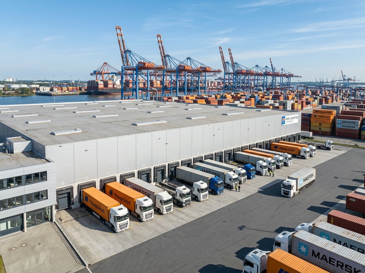 Modernes Hochregallager Hamburg-Hafen
